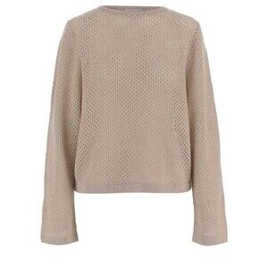 Allude Geometric Openwork Knit Sweater With Curved Hem - NWT
